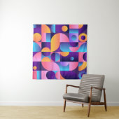 Synthwave Bauhaus Neon Plakat #1, dunkelrosa Wandteppich (Beispiel (Horizontal))