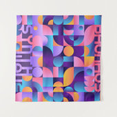 Synthwave Bauhaus Neon Poster #2 dunkelrosa lila-p Wandteppich (Vorderseite (Horizontal))