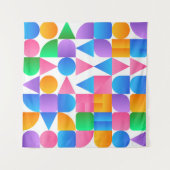 Synthwave Bauhaus Rainbow #2 (pink-blau-gelb) Wandteppich (Vorderseite (Horizontal))