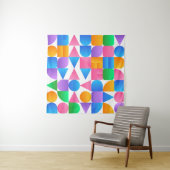 Synthwave Bauhaus Rainbow #2 (pink-blau-gelb) Wandteppich (Beispiel)