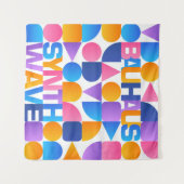 Synthwave Bauhaus Rainbow Poster #1 (pink-blau-yel Wandteppich (Vorderseite (Horizontal))