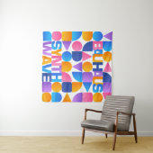 Synthwave Bauhaus Rainbow Poster #1 (pink-blau-yel Wandteppich (Beispiel (Horizontal))