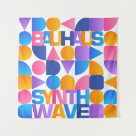 Synthwave Bauhaus Rainbow Poster #1 (pink-blau-yel Wandteppich