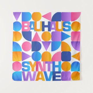 Synthwave Bauhaus Rainbow Poster #1 (pink-blau-yel Wandteppich