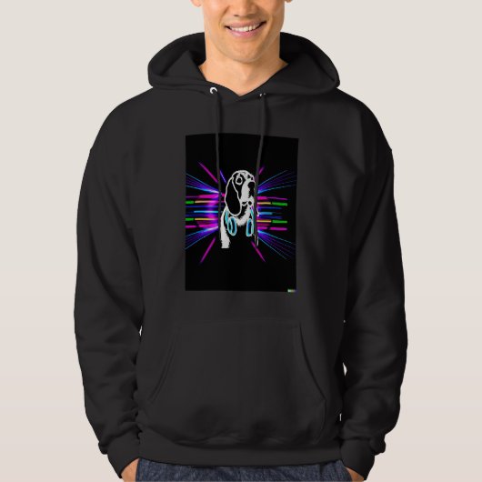 Synthwave Beagle with headphones Hoodie (Vorderseite)