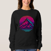 Synthwave-Berg-Sweatshirt – Retro-Sonnenuntergangs Sweatshirt (Vorderseite)