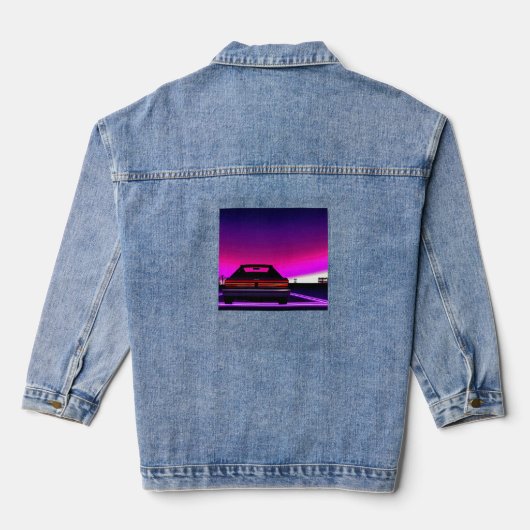 Synthwave Car outrun retrowave futuresynth scfi Jeansjacke (Rückseite)