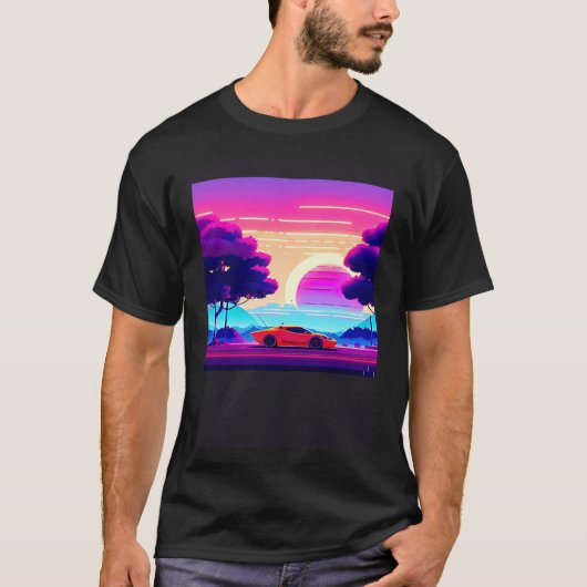 Synthwave Car outrun retrowave futuresynth scfi T-Shirt (Vorderseite)