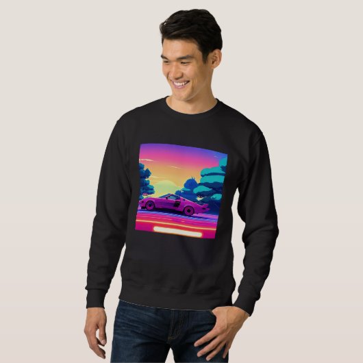 Synthwave car outrun retrowave futuresynth sci fi  sweatshirt (Vorne ganz)