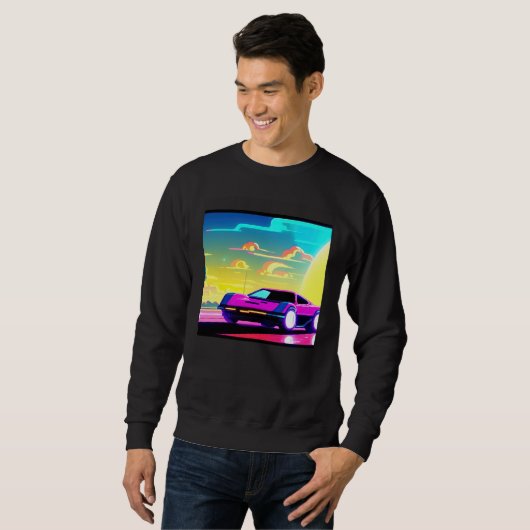 Synthwave car outrun retrowave futuresynth sci fi  sweatshirt (Vorne ganz)