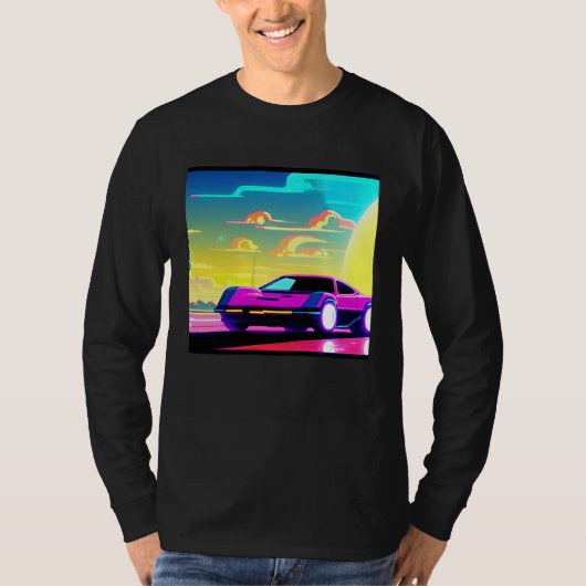 Synthwave car outrun retrowave futuresynth sci fi  T-Shirt (Vorderseite)