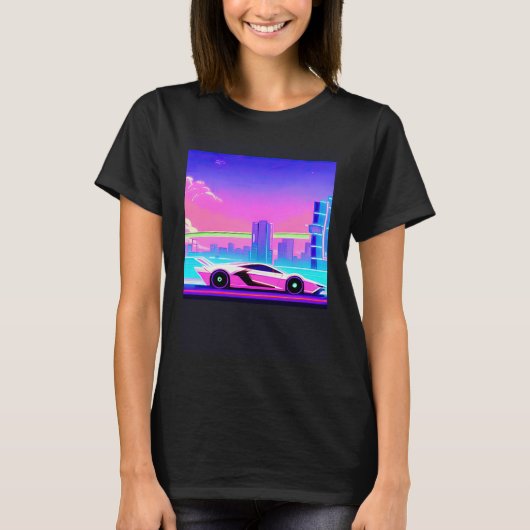 Synthwave car outrun retrowave futuresynth sci fi  T-Shirt (Vorderseite)
