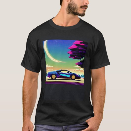 Synthwave car outrun retrowave futuresynth sci fi T-Shirt (Vorderseite)
