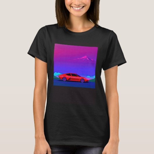 Synthwave car outrun retrowave futuresynth sci fi  T-Shirt (Vorderseite)