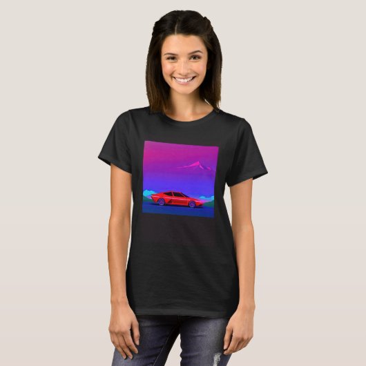 Synthwave car outrun retrowave futuresynth sci fi  T-Shirt (Vorne ganz)