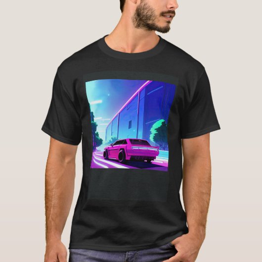 Synthwave car outrun retrowave futuresynth sci fi  T-Shirt (Vorderseite)