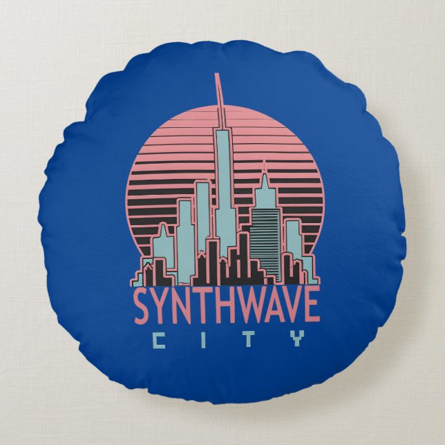 Synthwave City Throw Kissen (Vorderseite)