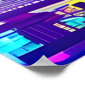 Synthwave/Cyberpunk City at Sunset Poster (Ecke)