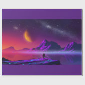 Synthwave Cyberpunk Retrofarben groß g Geschenkpapier (Flach)