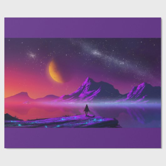 Synthwave Cyberpunk Retrofarben groß g Geschenkpapier (Flach)