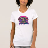 Synthwave DJ Katze T-Shirt (Vorderseite)