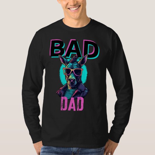 Synthwave Donkey Badass Vater Funny Cool Sarcastic T-Shirt (Vorderseite)