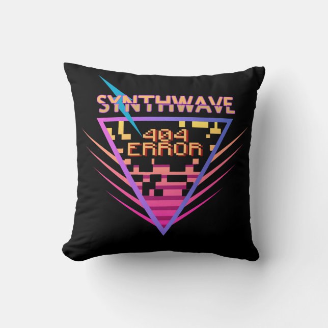 Synthwave-Fehler 404 Kissen (Vorderseite)