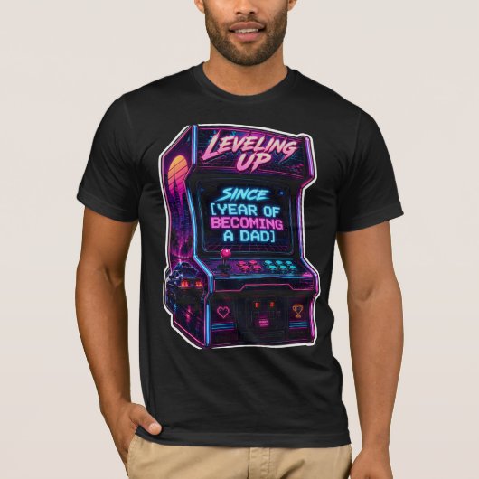 Synthwave-Gaming-Vater-Tag-Arcade-Grafik  T-Shirt (Vorderseite)