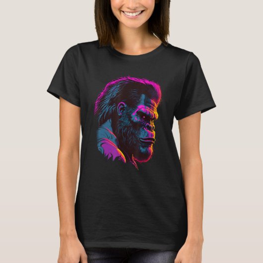 Synthwave Glitch Art Gorilla T-Shirt (Vorderseite)