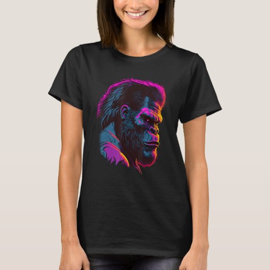 Synthwave Glitch Art Gorilla T-Shirt (Vorderseite)