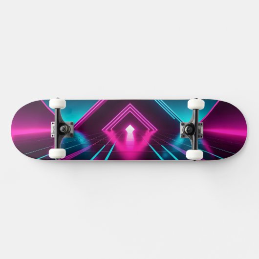 Synthwave Glowing Pyramid Tunnel Neon Sci-Fi Skateboard (Horizontal)