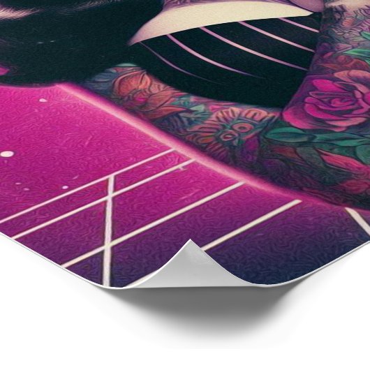 Synthwave Goth Button-up Poster (Ecke)