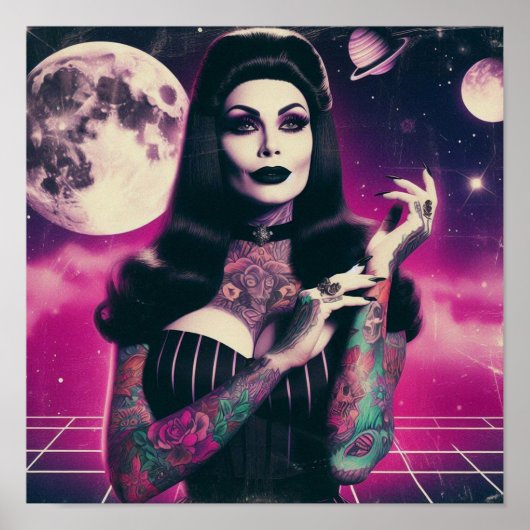 Synthwave Goth Button-up Poster (Vorne)