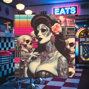 Synthwave Gruselige Pin-up Fliese