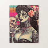 Synthwave Gruselige Pin-up Puzzle (Vertikal)