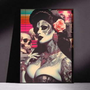 Synthwave Gruseliges Pin-up Poster
