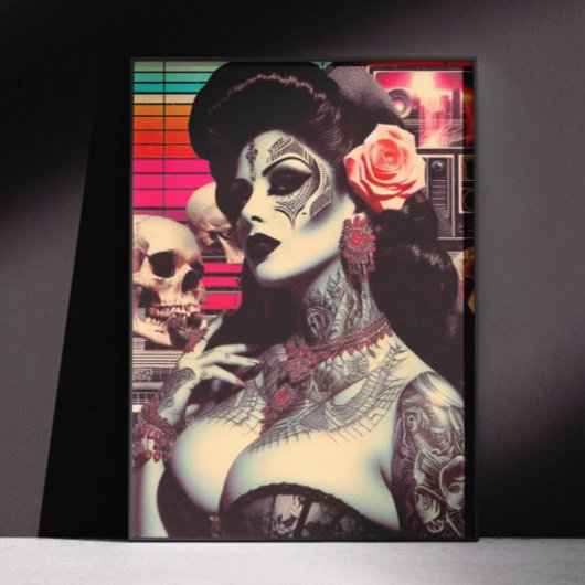 Synthwave Gruseliges Pin-up Poster