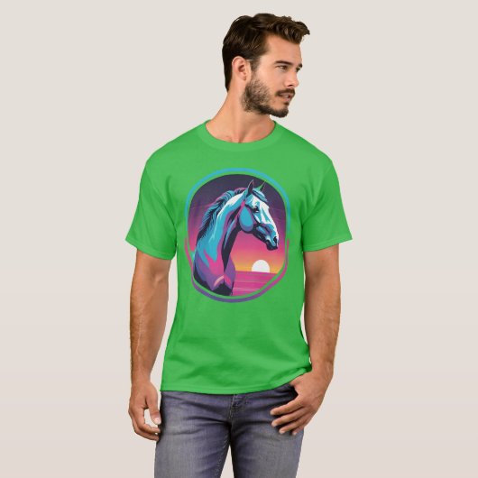 Synthwave Horse T-Shirt (Vorne ganz)