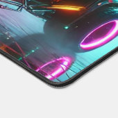 Synthwave-Hyper-Car im lebhaften Neon Desk Mat Schreibtischunterlage (Ecke)
