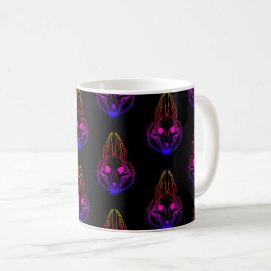 Synthwave Jackals Skull-Kaffee-Tasse Kaffeetasse (VorderseiteRechts)
