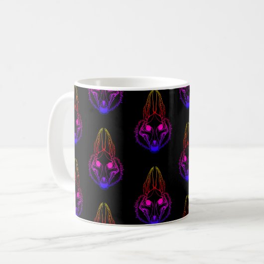 Synthwave Jackals Skull-Kaffee-Tasse Kaffeetasse (Vorderseite Links)