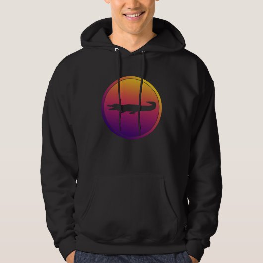 Synthwave Krokodil Retrowave Wildtier Hoodie (Vorderseite)