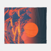 Synthwave Landschaft mit Neon Mountains Fleecedecke (Vorderseite (Horizontal))