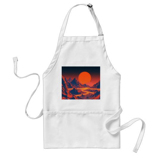 Synthwave Landschaft mit Neon Mountains Schürze (Vorne)