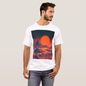 Synthwave Landschaft mit Neon Mountains T-Shirt (Vorne ganz)