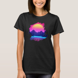 Synthwave Landschaft Sonnenuntergang über Canyon & T-Shirt