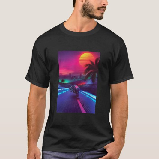 Synthwave Midnight Outrun Impression Artistique T- T-Shirt (Vorderseite)