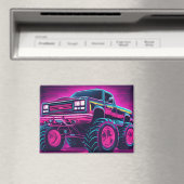 Synthwave Monster Truck Magnet (In Situ (Geschirrspüler))