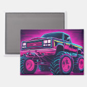 Synthwave Monster Truck Magnet (Vorderseite/Rückseite)