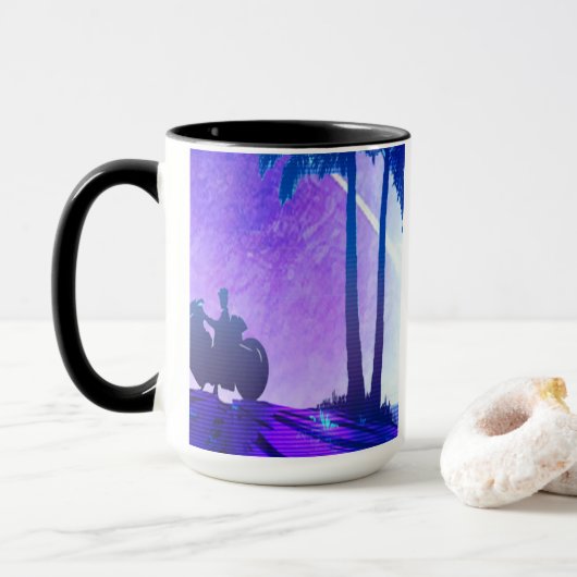 Synthwave-Motorrad-Tasse Tasse (Mit Donut)